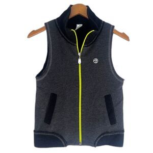 Zumba Wear NWT Dark Gray Black Amor Sleeveless Full Zip Up Fitted Vest Sz Small